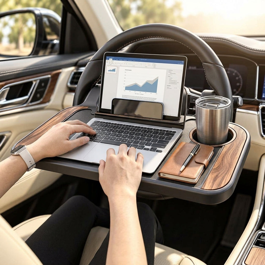 nadftyuop™ Steering Wheel Tray with Cup Recess